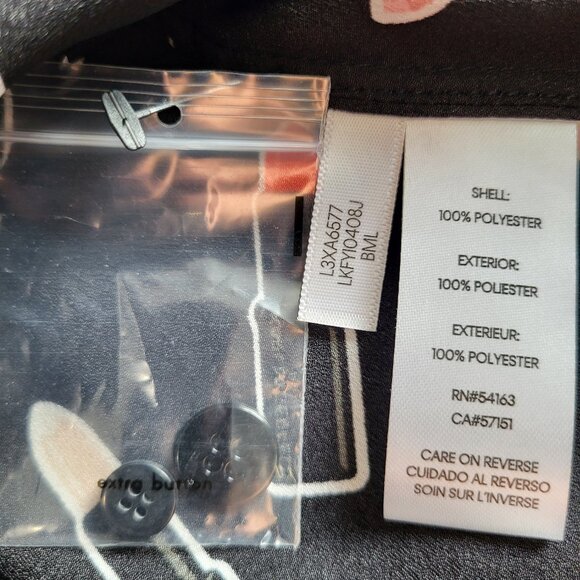 NWT~$70~KARL LAGERFELD~M~BLACK RED PINK LIPSTICK TUNIC TOP BLOUSE SHIRT - Picture 16 of 16